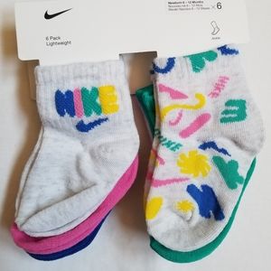 NIKE Primary Play Socks Baby GIRL Newborn Ankle Lightweight X-6 Size 6-12 Mon